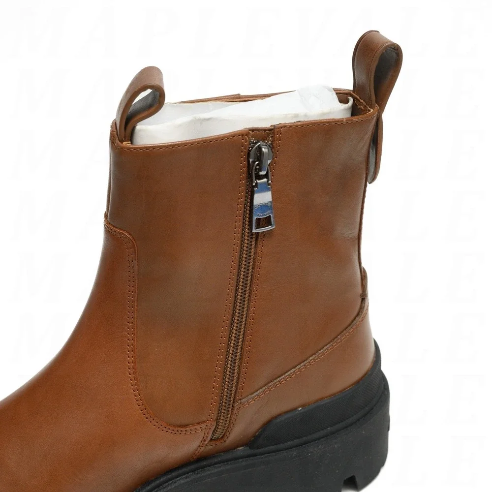 COACH Caiden Men's Sz 9 D Saddle Brown Leather Chelsea Boots Zipper CW697 NIB